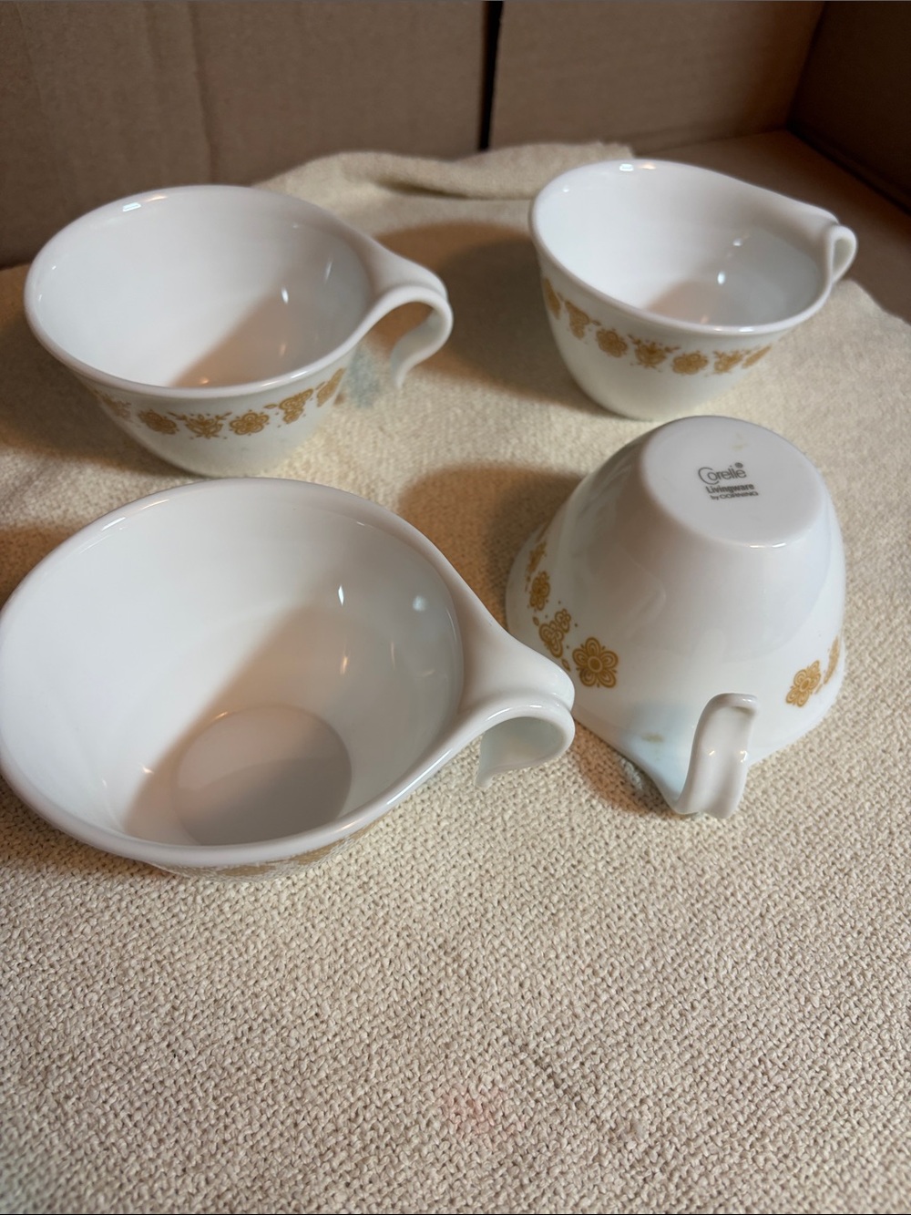 Authentic Vintage Corelle Livingware by Corning Butterfly Gold 1970 hook handles
